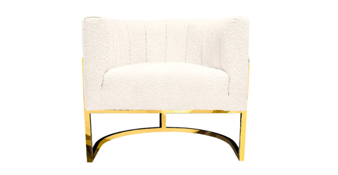 Art Deco Boucle Accent Chair in Brass