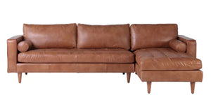 ROMA SECTIONAL IN COGNAC LEATHER