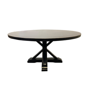 ROUND SALVAGED DINING TABLE - ANTIQUE BLACK